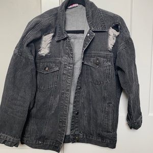 Vici oversized black denim jacket